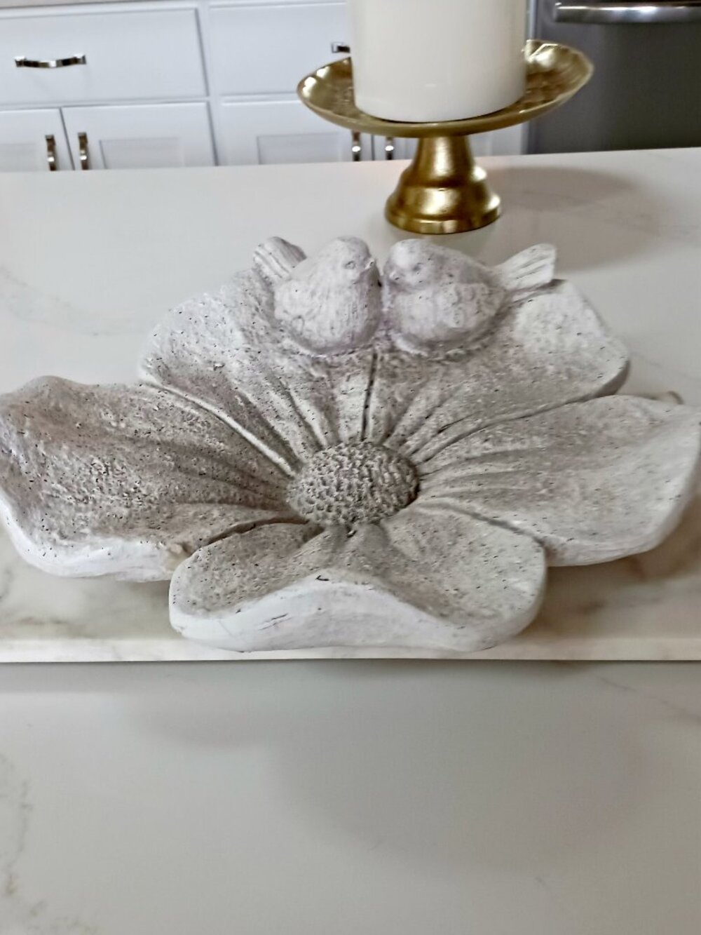 NEW! EXQUISITE LARGE GARDEN FLOWER BIRD BATH DECOR BIRDS